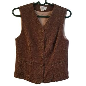 TALBOTS Vintage vest, Women 6, wine and gold color